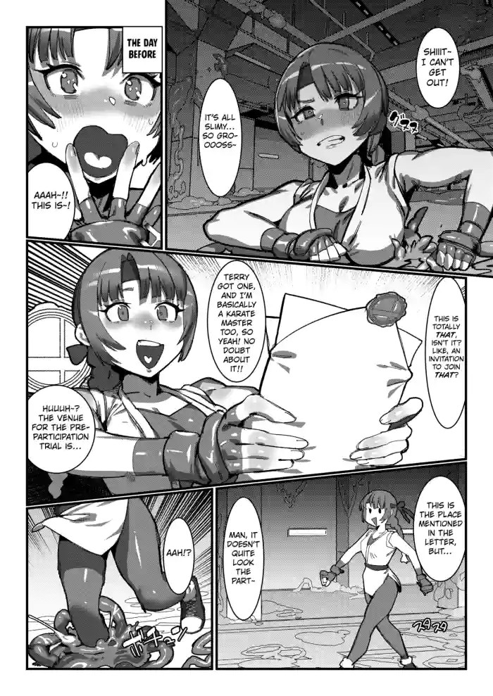 Yuri and Mai from KOF fall into a  tentacle trap disguised as the floor cover