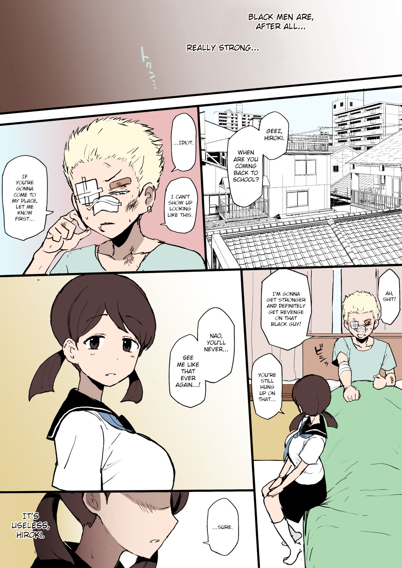 4P Manga Kokujin no Tenkousei ni Osananajimi o NTR ru page 2