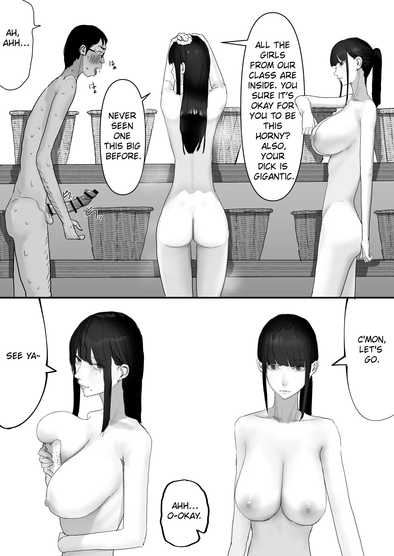 A Loser Introvert Gets Dragged by His Little Sister to a School Trip Bathhouse With Nothing but High School Girls and Ends up in a Bareback 18-Girl Harem Orgy!! page 35