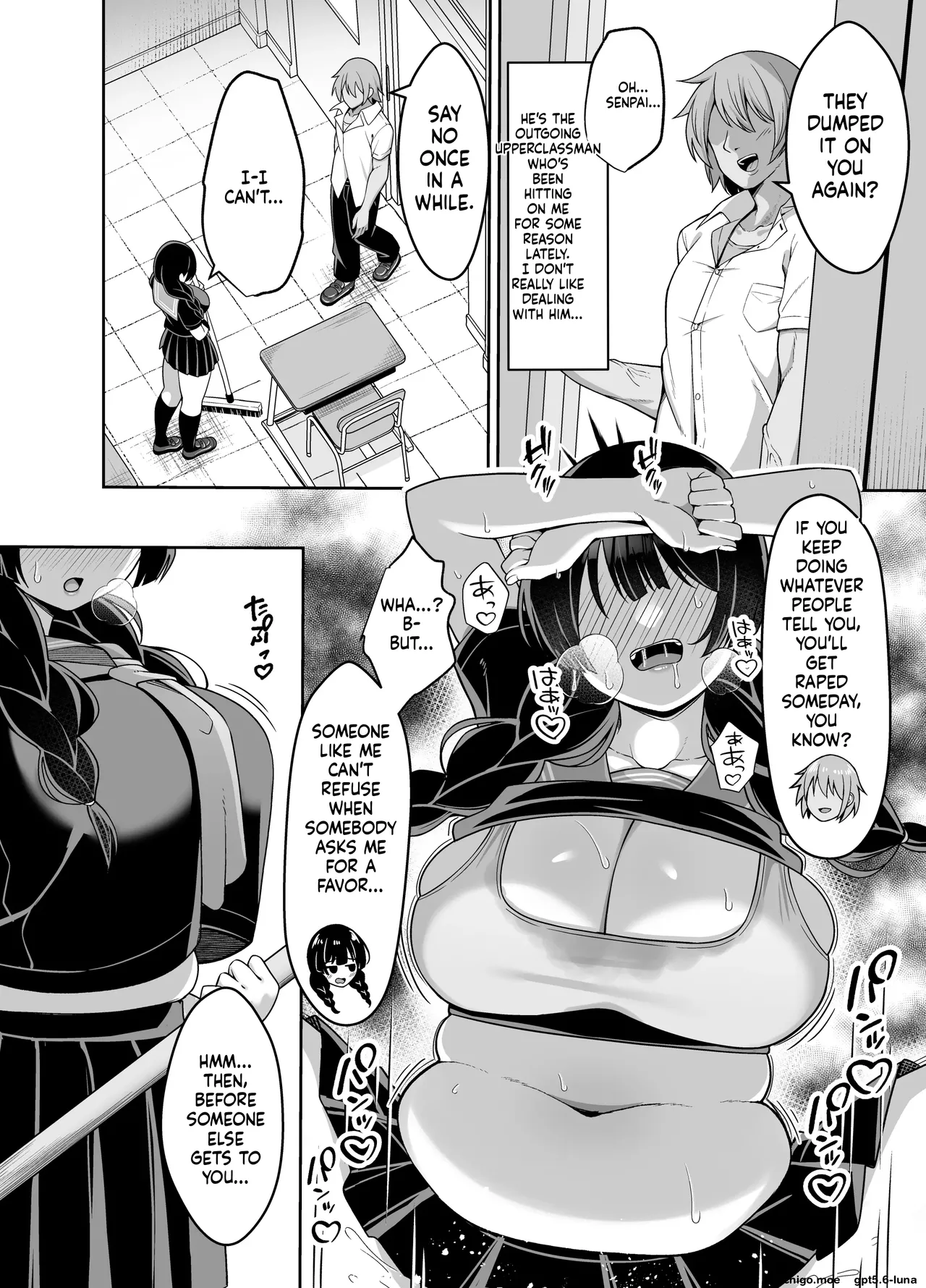 A story about a plain, submissive girl who gets creampied by guys all over school and ends up pregnant. page 5