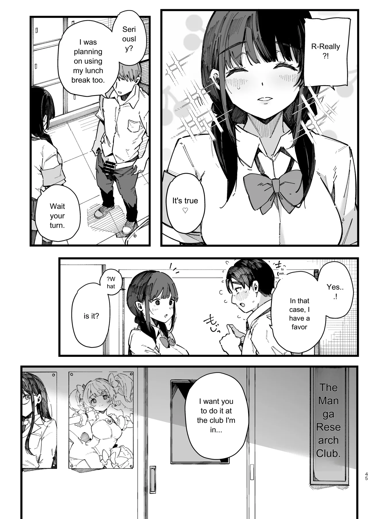 A story about a shy childhood friend who can’t say no and ends up being put in charge of handling sexual needs. page 44