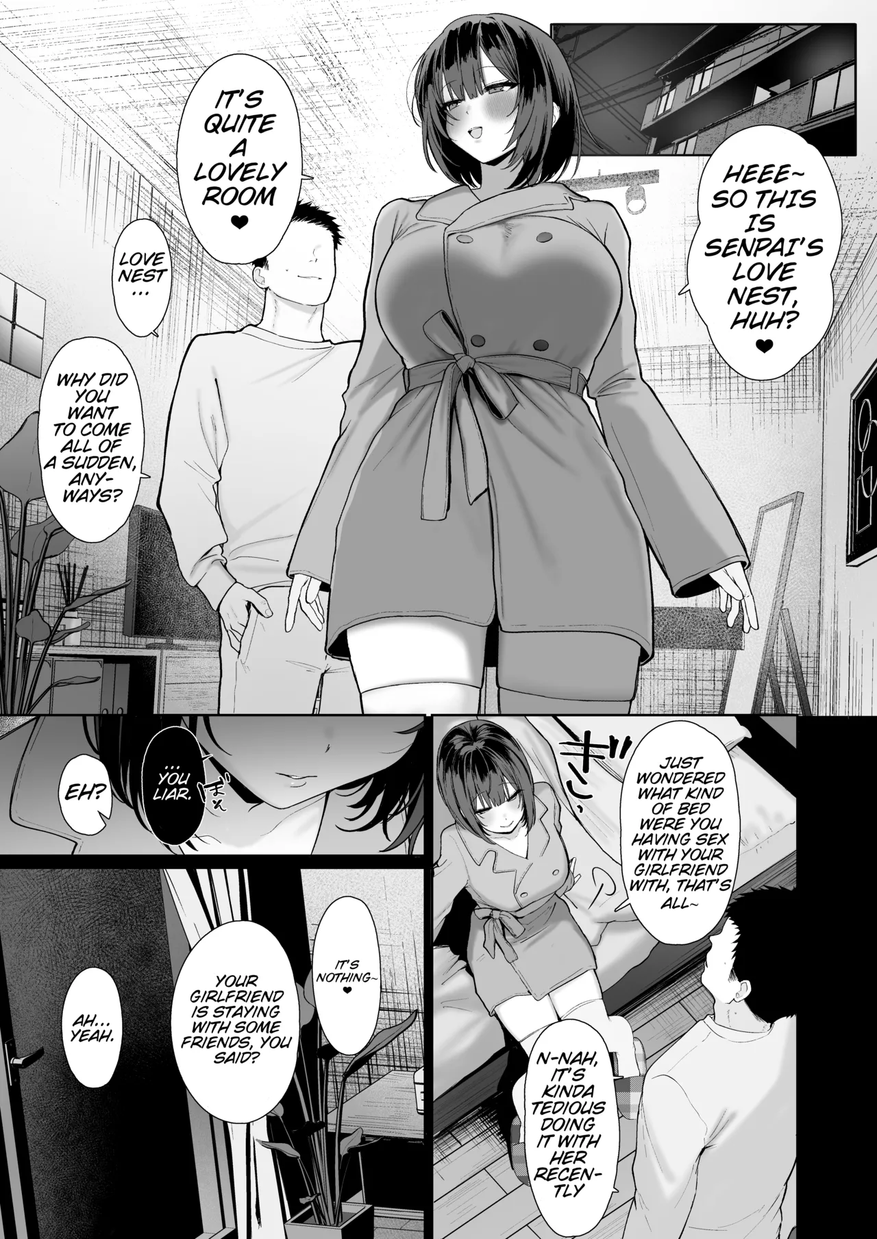 A story about having non-stop cheating sex with the kind of woman no boyfriend should be hanging around with. page 40