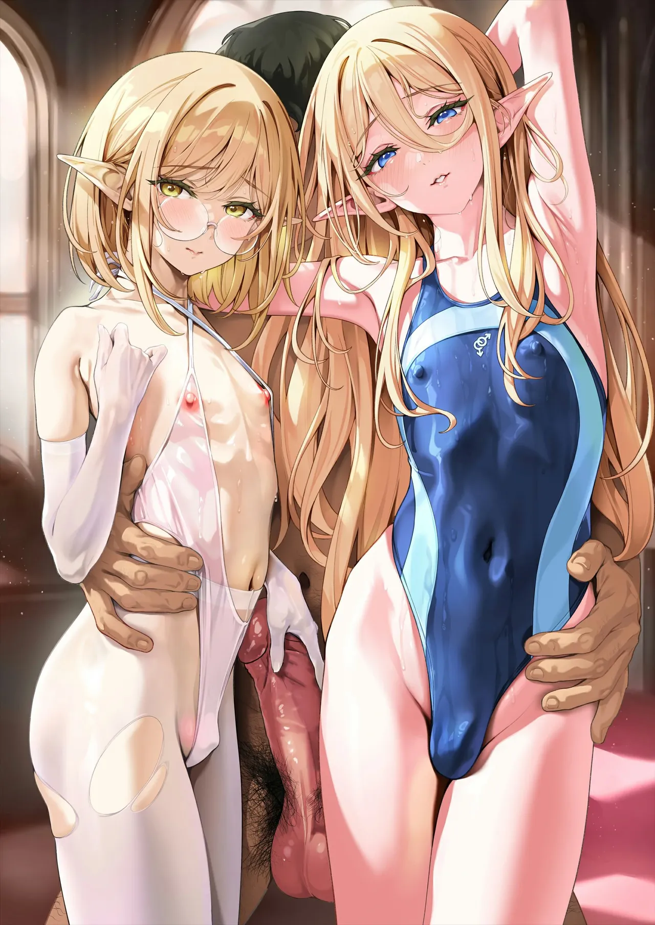 Another World Trap Swimsuit Double-Hole Humiliation ~Inexperienced Pretty Boy Caught Up in Slender Big Sister's (♂) Cock Addiction...~ page 2
