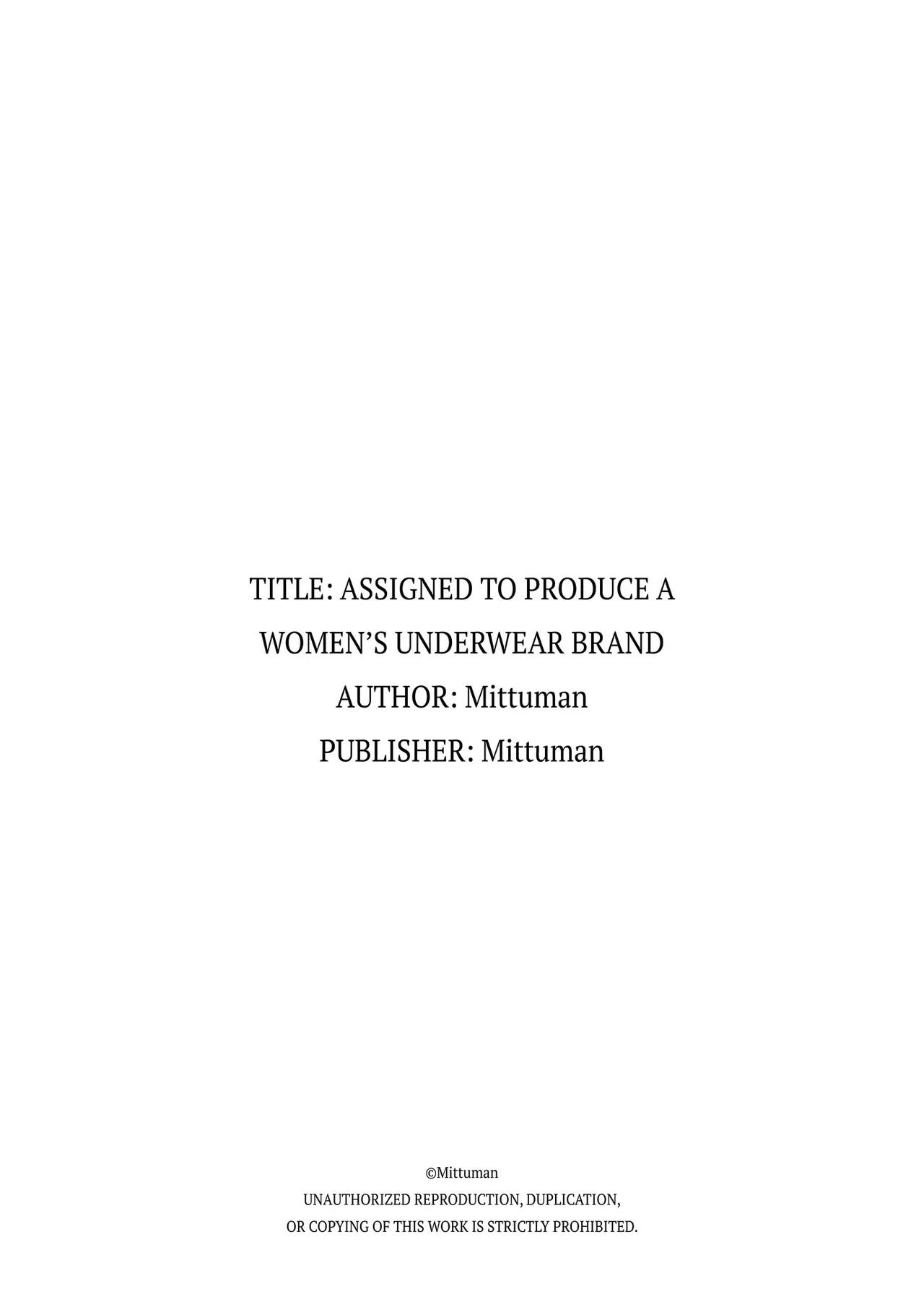 Assigned To Produce a Women's Underwear Brand. page 53