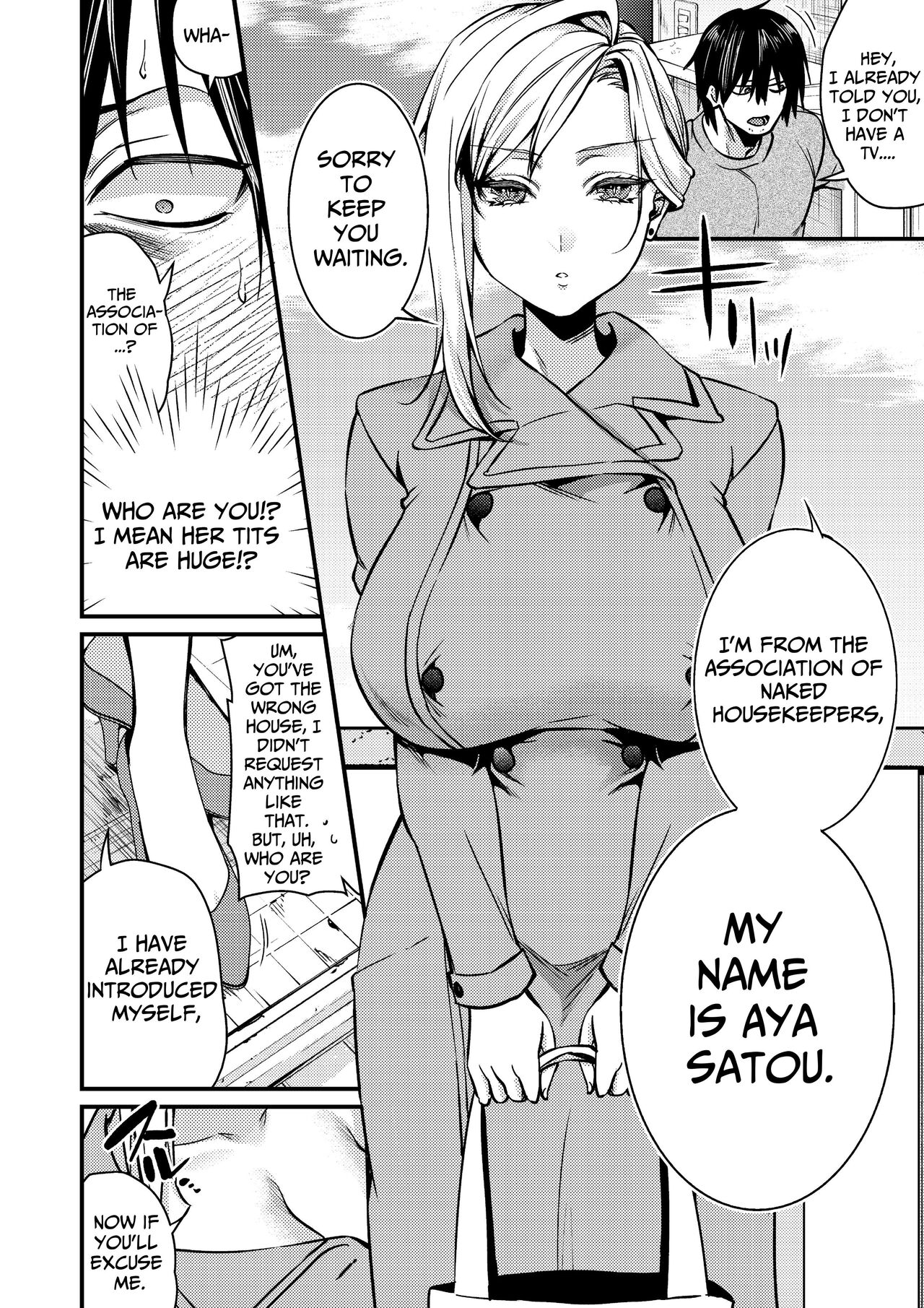 Cool-Dere Kinpatsu Hitozuma Zenra Kaseifu san ga Yanda Boku ni Yasashiku Shite Kureta Ohanashi 1| Naked Blonde Kuudere Housekeeper Wife Kindly Treats Broken Ol' Me 01 page 6