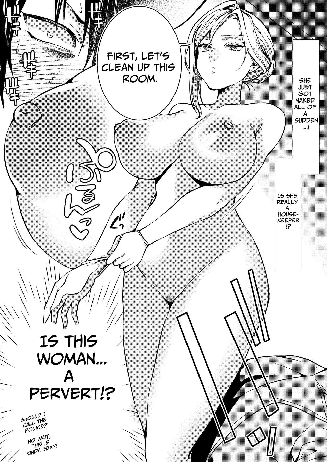 Cool-Dere Kinpatsu Hitozuma Zenra Kaseifu san ga Yanda Boku ni Yasashiku Shite Kureta Ohanashi 1| Naked Blonde Kuudere Housekeeper Wife Kindly Treats Broken Ol' Me 01 page 7