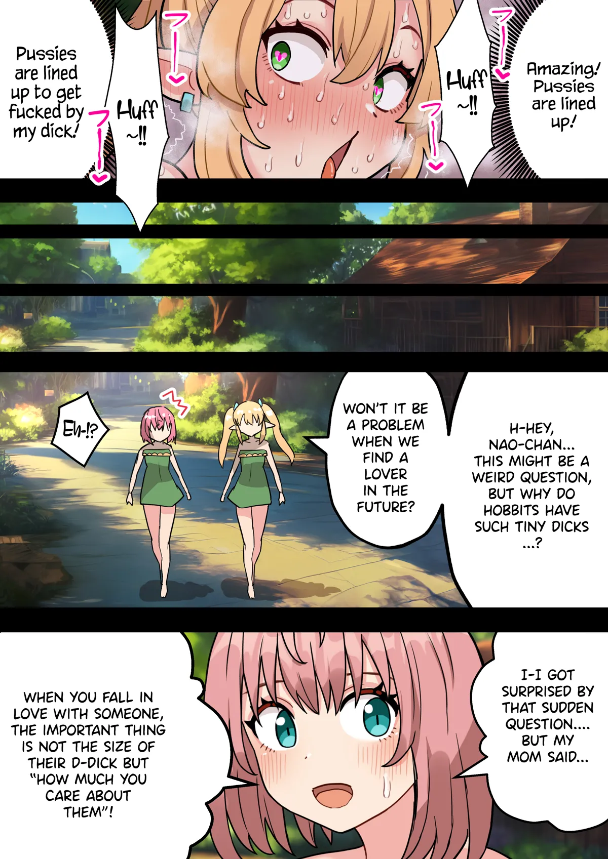 Cumming with a big dick feels really good! A story about a short futanari hobbit girl with an uncircumcised dick turning into a sex monster because of a cock ring! page 66
