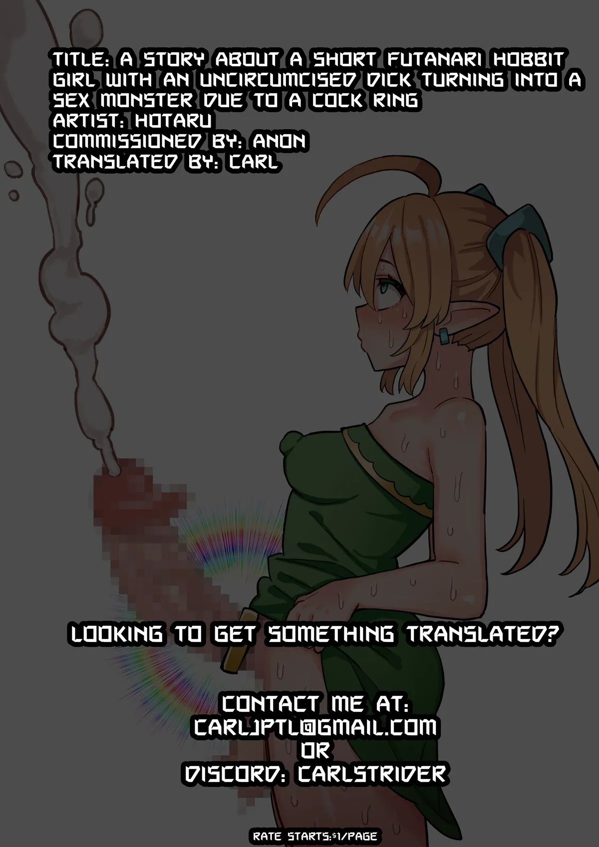 Cumming with a big dick feels really good! A story about a short futanari hobbit girl with an uncircumcised dick turning into a sex monster because of a cock ring! page 85