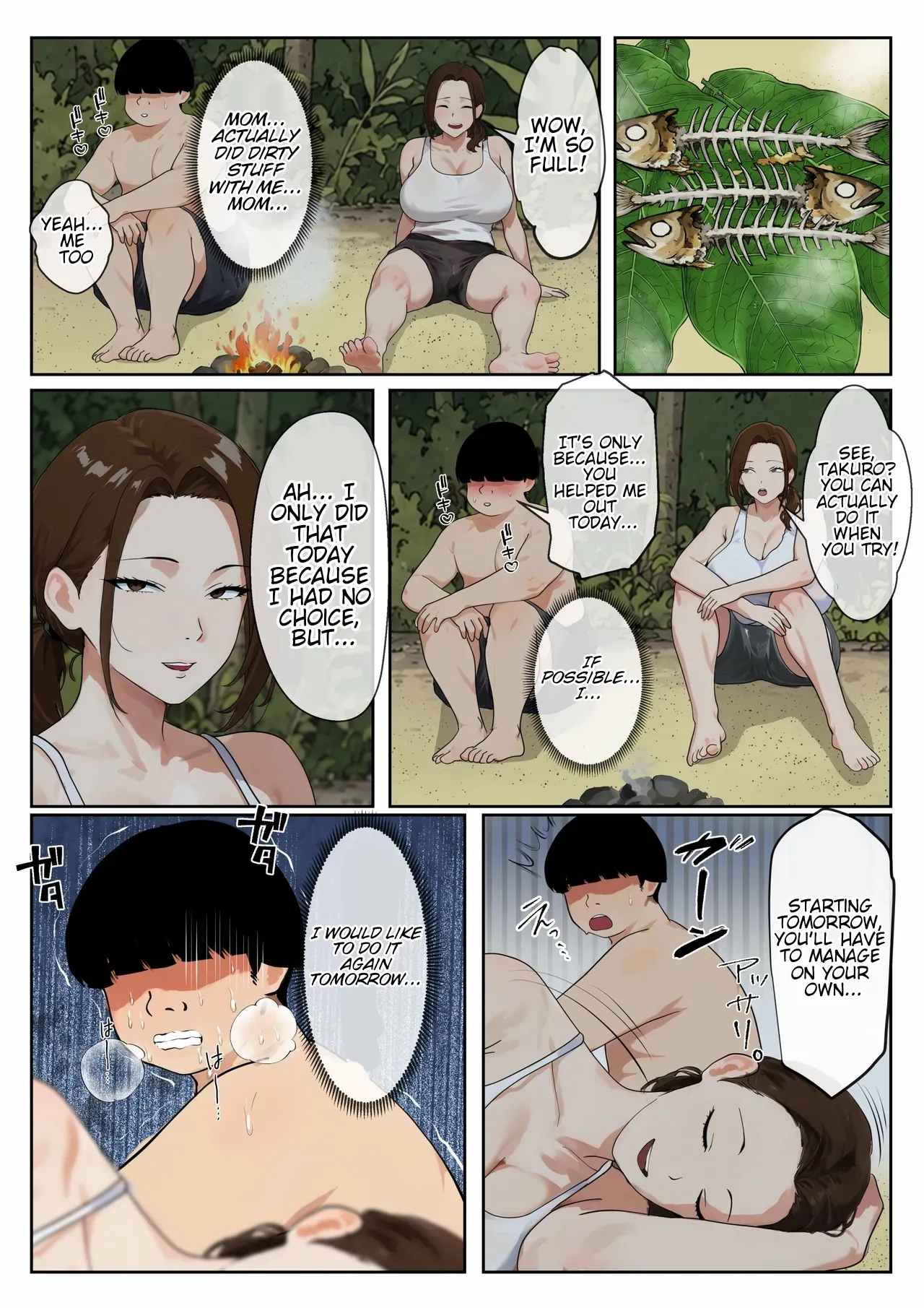 Desert Island Mother-Son sex life: A busty mother reluctantly satisfying her son's desires. page 13