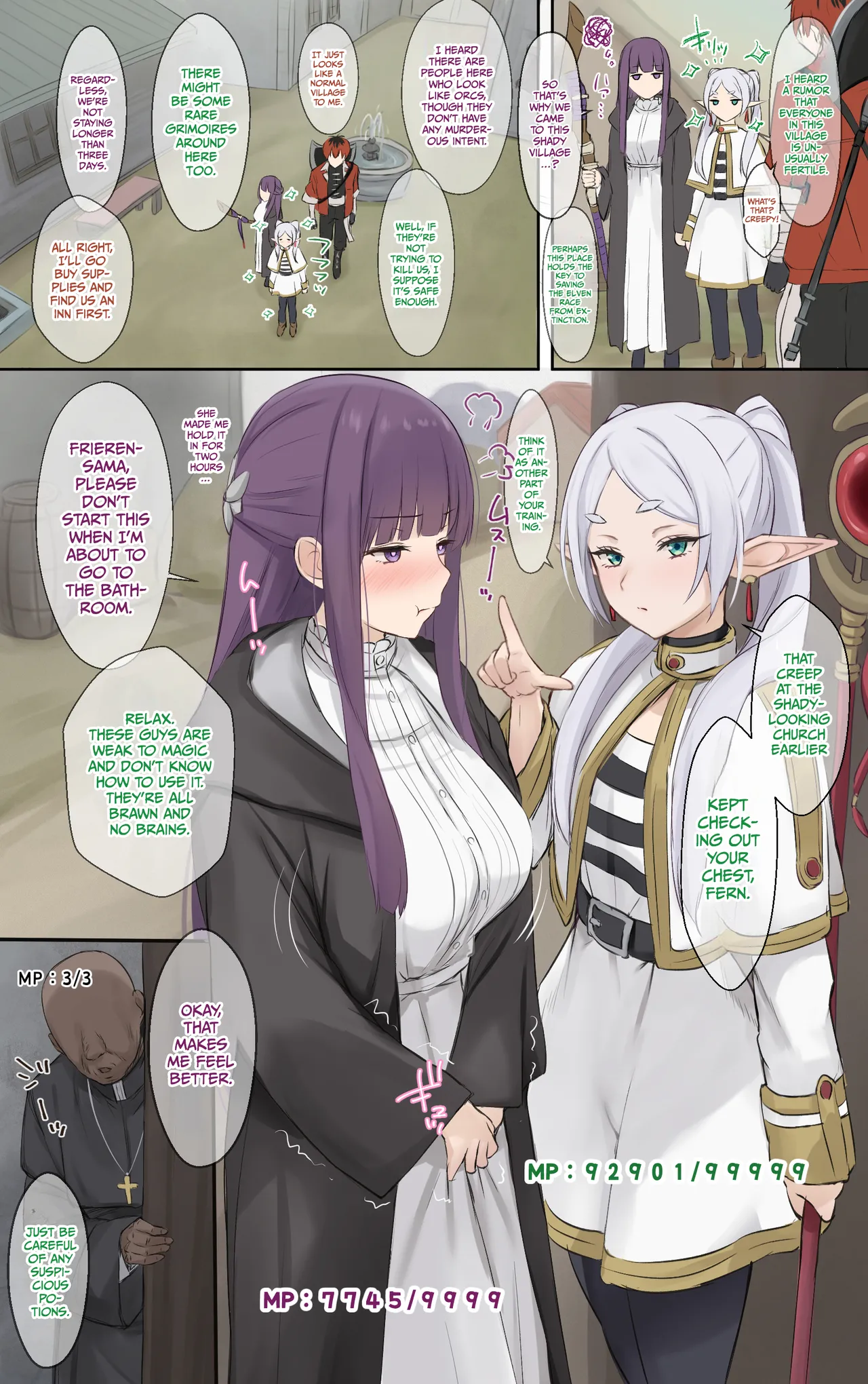 Fern and the others find themselves in a rather suspicious village… and Fern’s battle with an old man. page 2