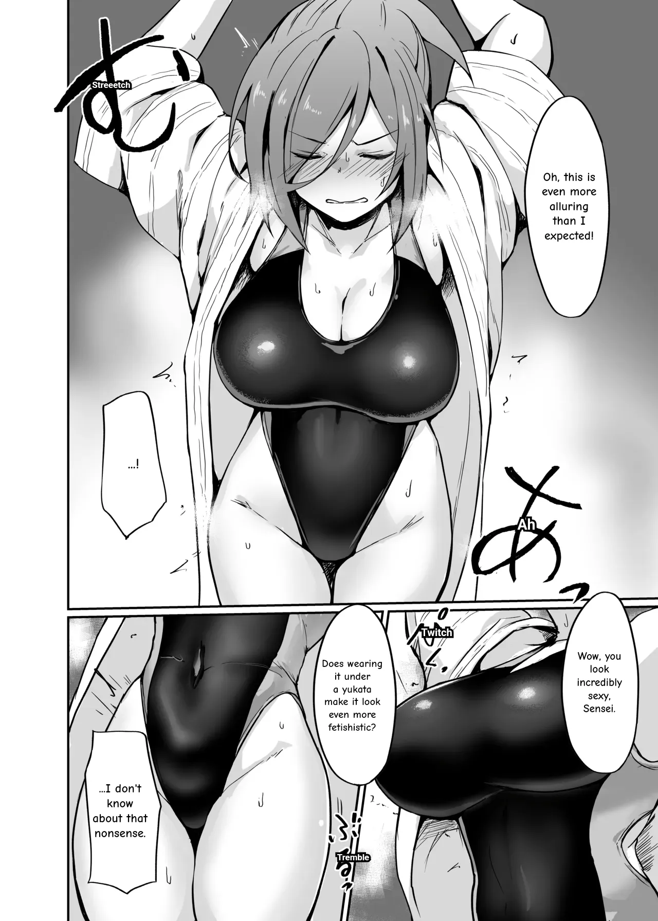 Former delinquent housewife PE teacher, falls in a hot spring inn while wearing a competitive swimsuit page 14