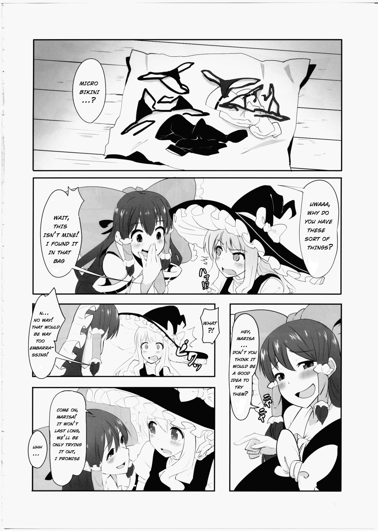 Futanari Reimu to Futanari Marisa ga Micro Bikini de Ichaicha Suru Hon page 3