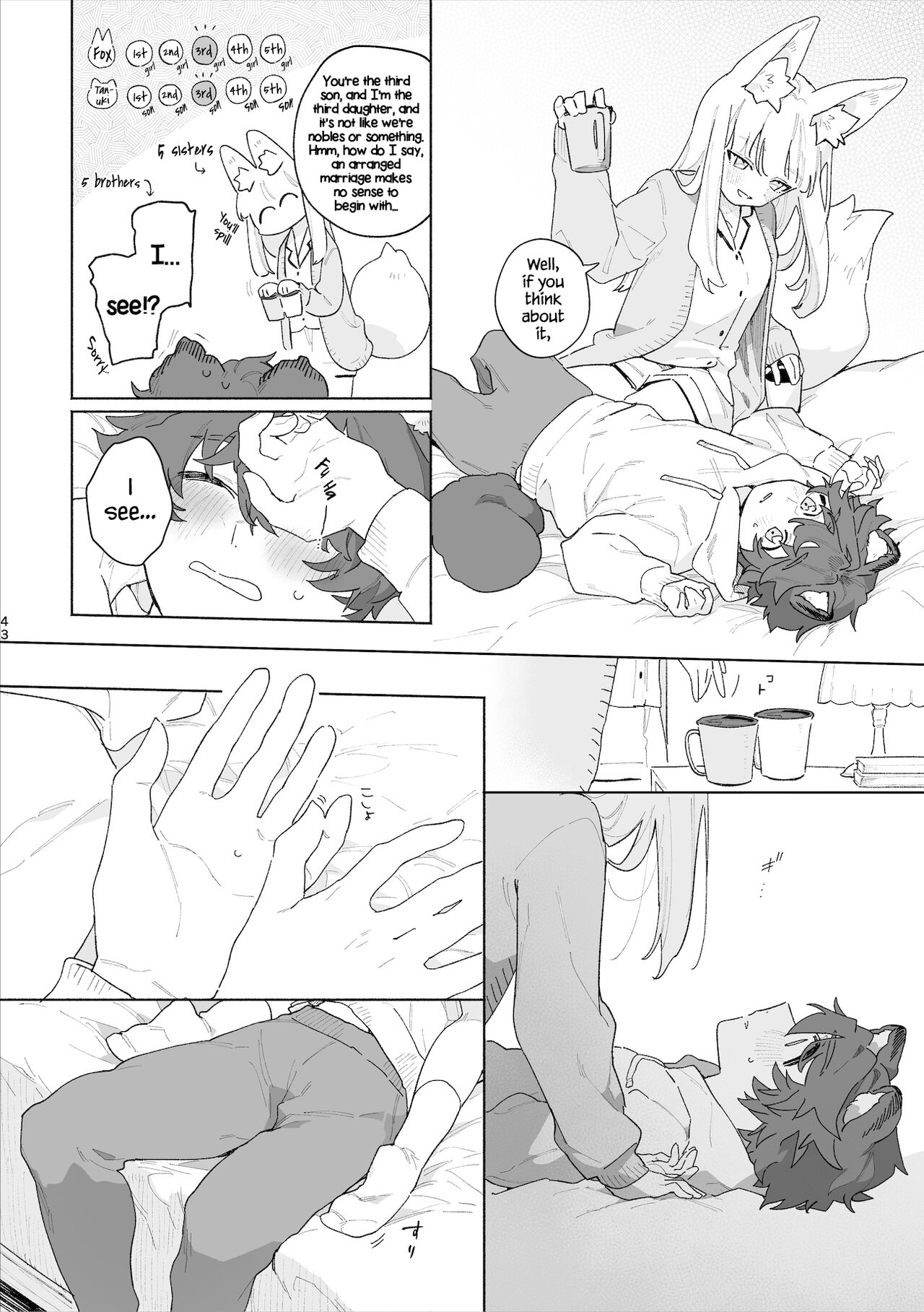 ♂ ga uke. Kitsune-chan × tanuki-kun page 44