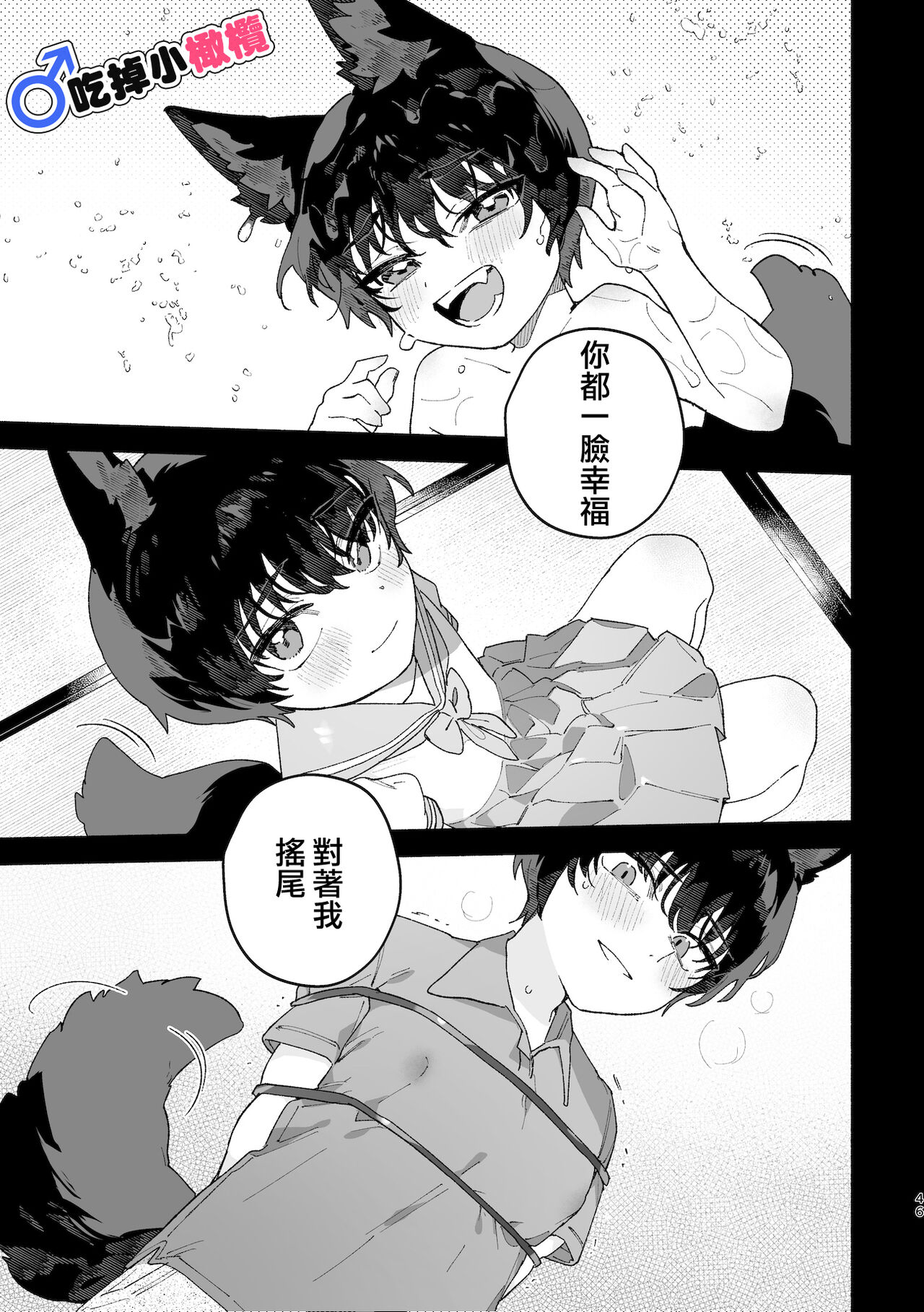 ♂ ga uke. Koyōte-chan × kai inu-kun｜♂吃掉甲斐犬。小郊狼X甲斐犬同学 page 46