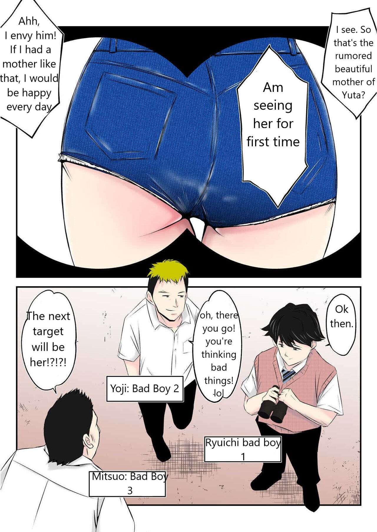 Haha wa Koshite Musuko ga Nozoki Miru Mae de Aku Tachi no Sukebe Yakko ni Ochita page 5