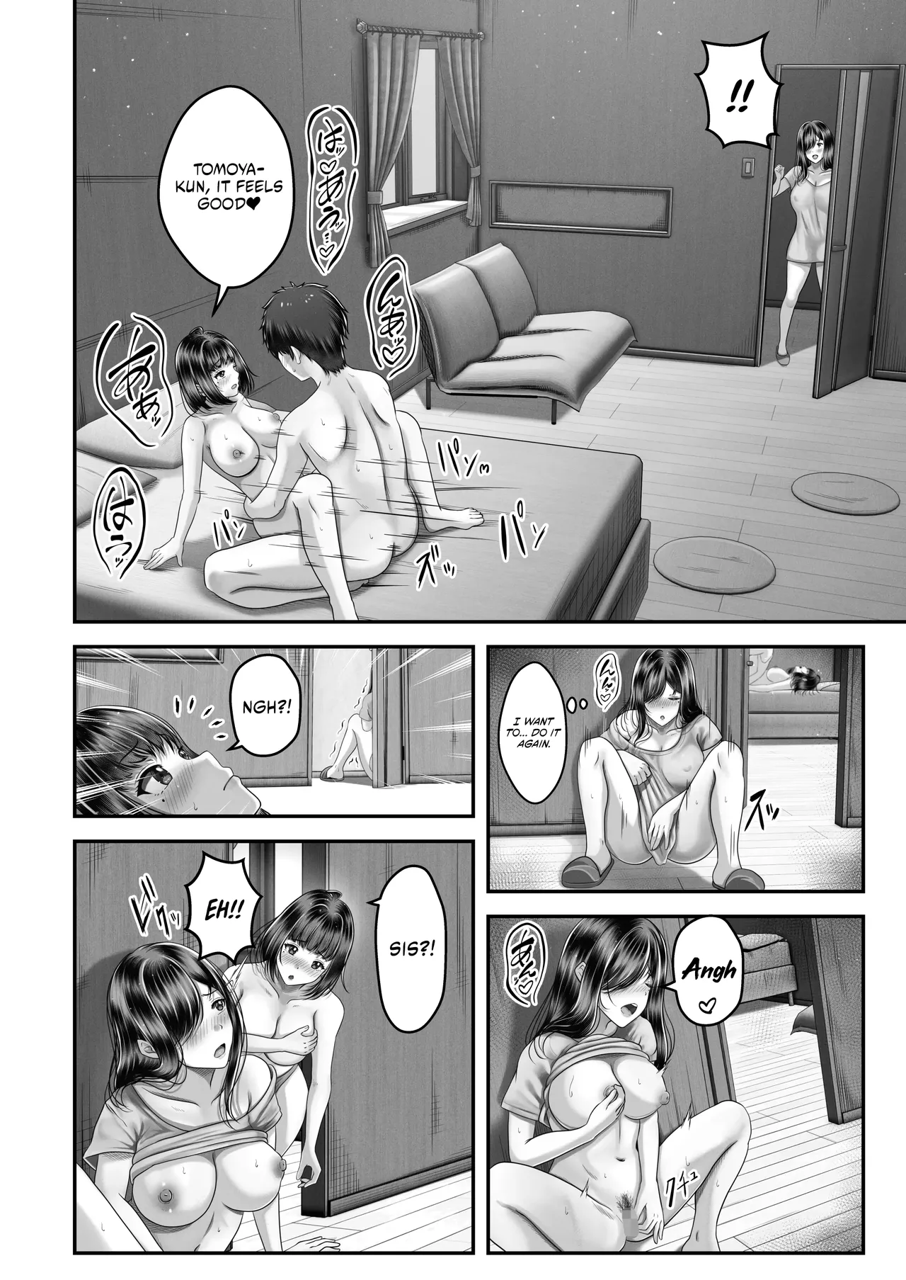 Having Sex With A Large Age Gap Black-Haired Sisters page 29