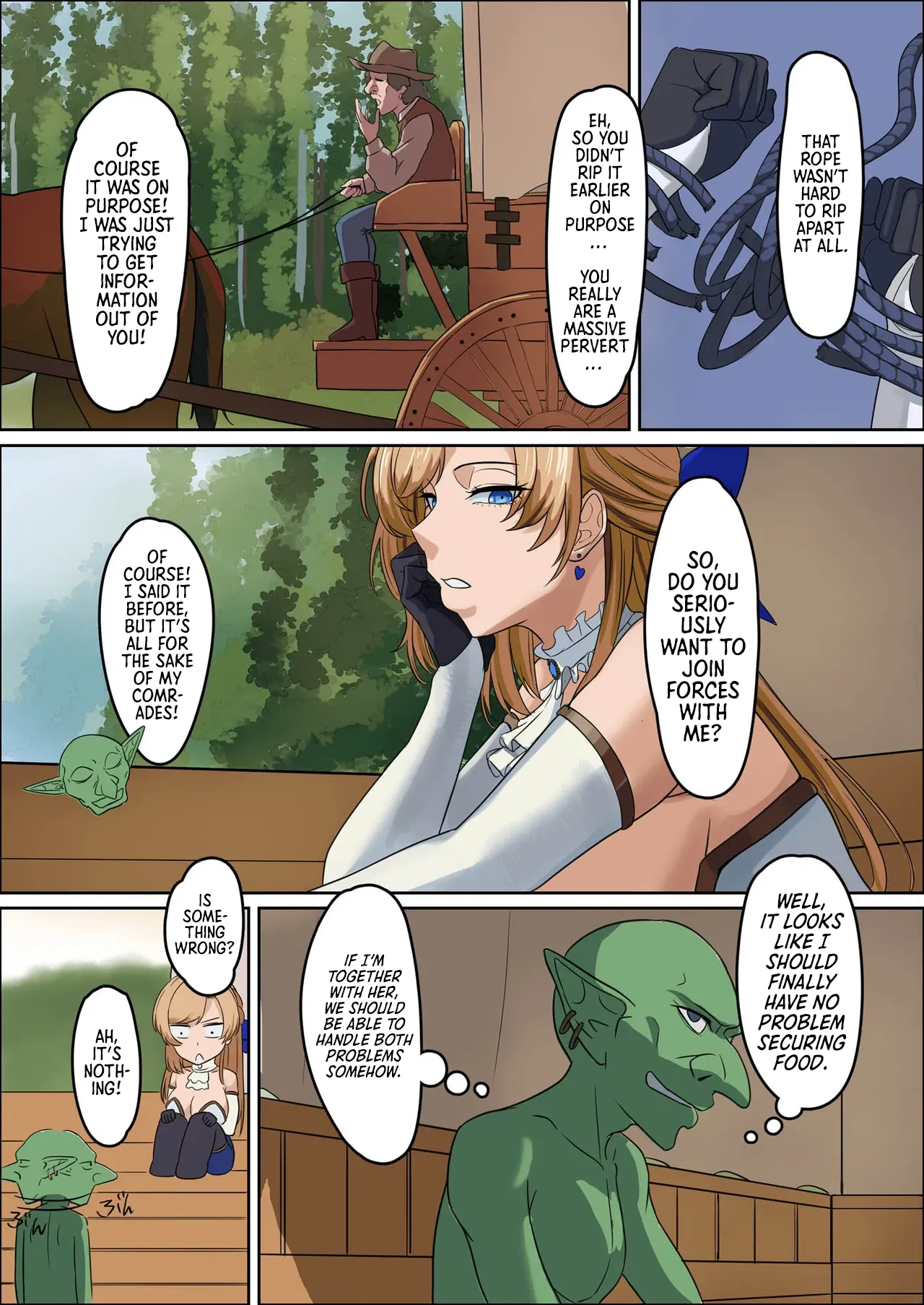 Huge Breasted Female Knight: Teaming up with a weakling monster!? What kind of joke is this? page 56