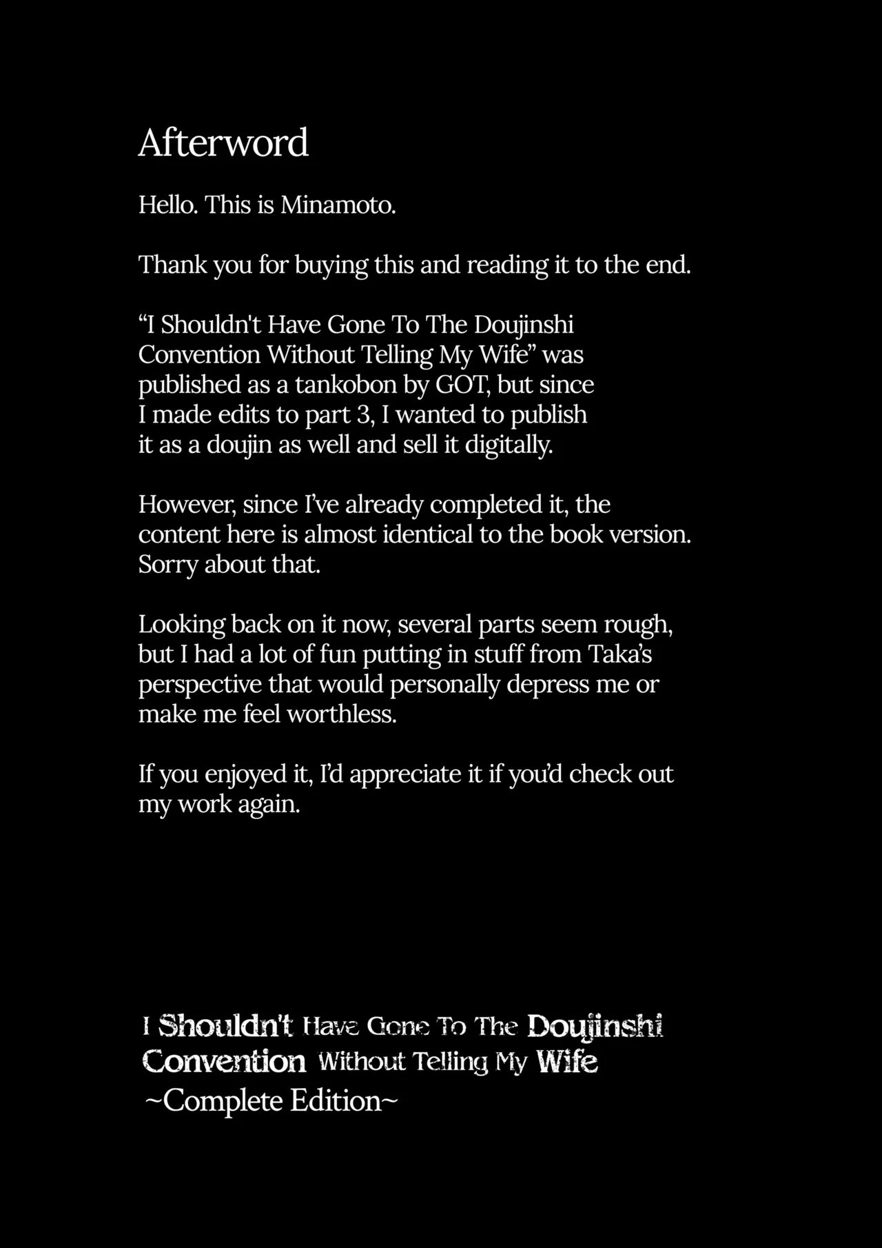 I Shouldn't Have Gone To The Doujinshi Convention Without Telling My Wife - Complete Edition page 120