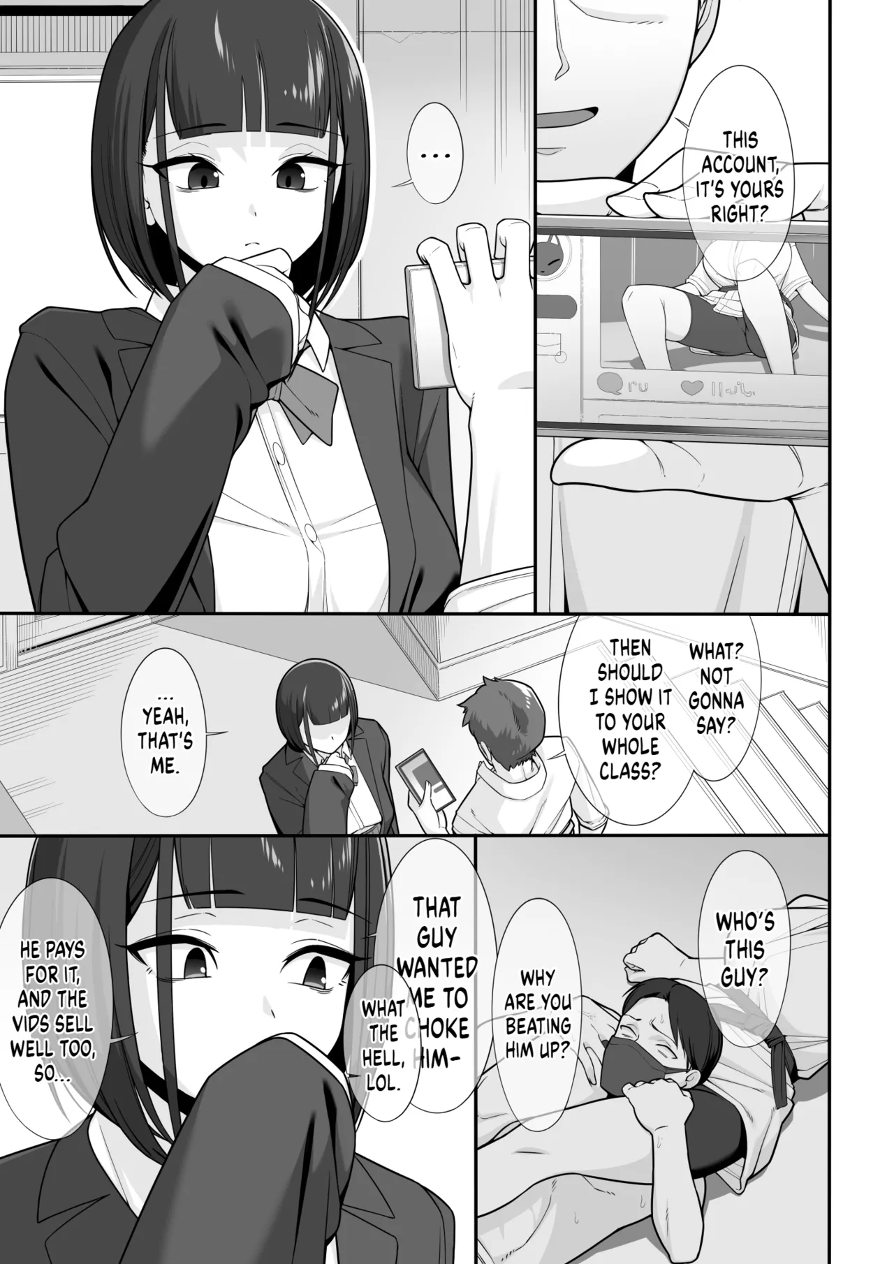 I tried to blackmail a girl with her secret account, and she smothered me to death with her tits! page 2