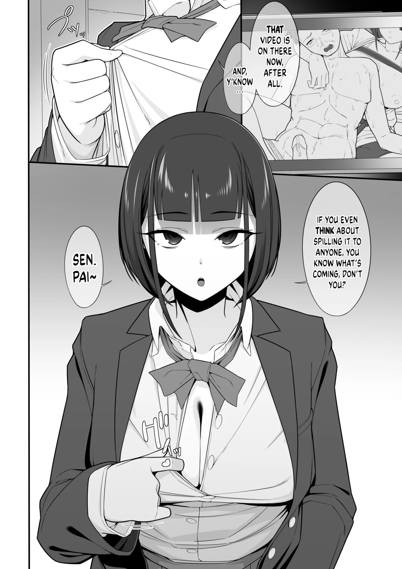 I tried to blackmail a girl with her secret account, and she smothered me to death with her tits! page 37