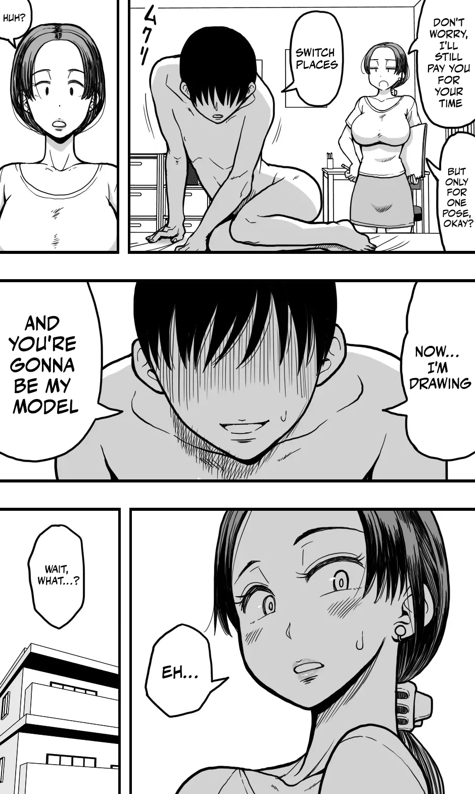 I was acting as a nude model for my mom, but then... I caught a glimpse of her panties, got a boner, and well... page 10