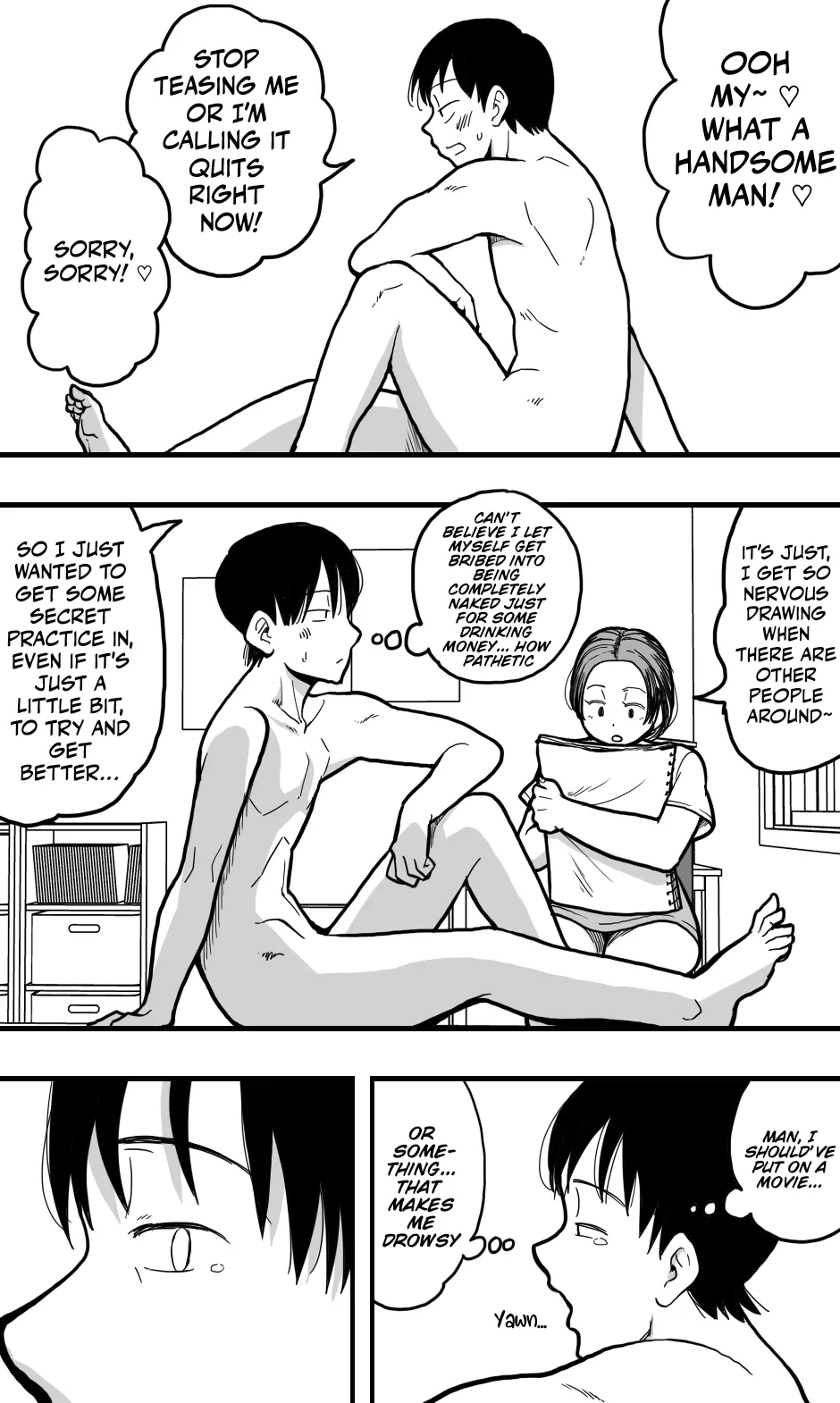 I was acting as a nude model for my mom, but then... I caught a glimpse of her panties, got a boner, and well... page 4
