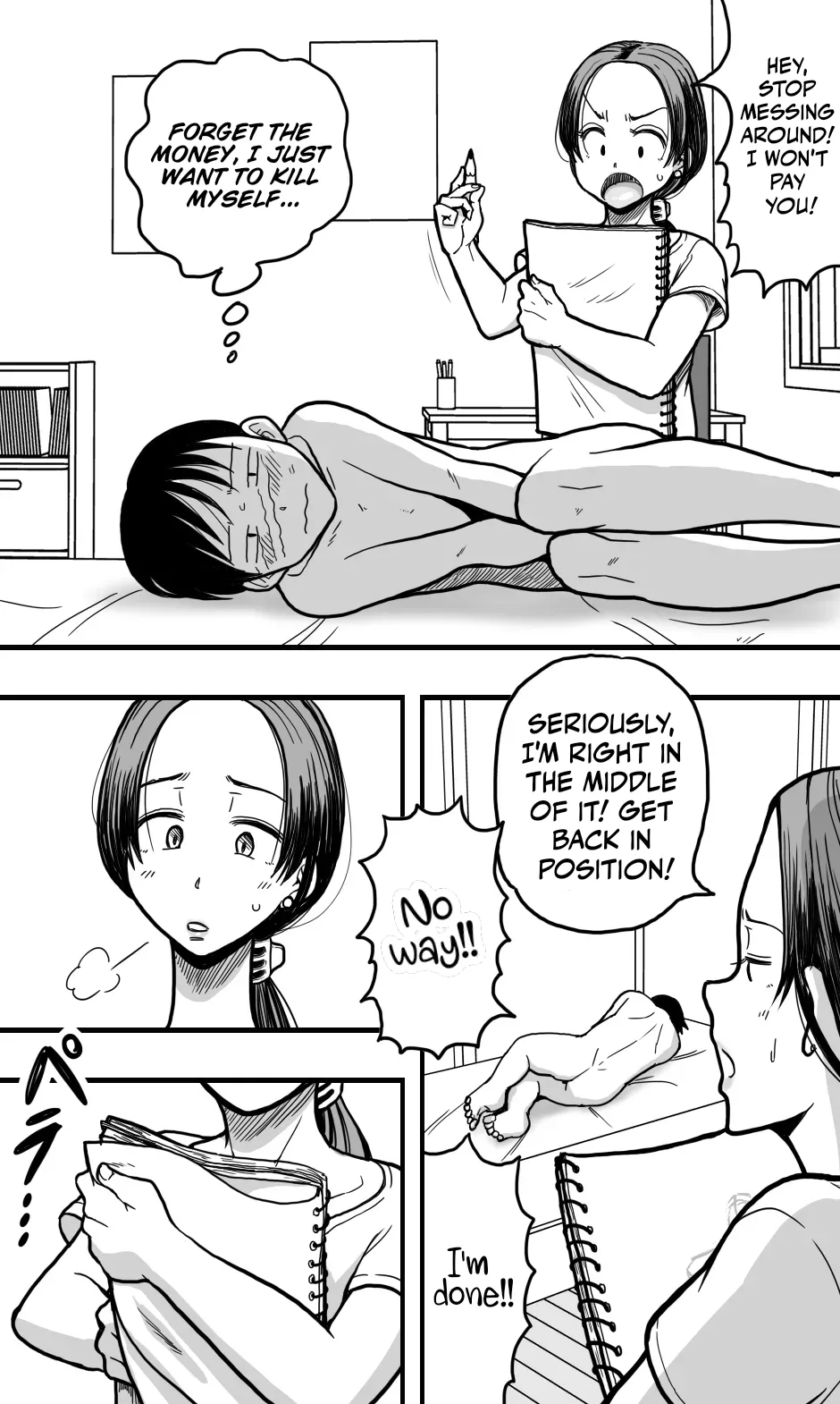 I was acting as a nude model for my mom, but then... I caught a glimpse of her panties, got a boner, and well... page 8