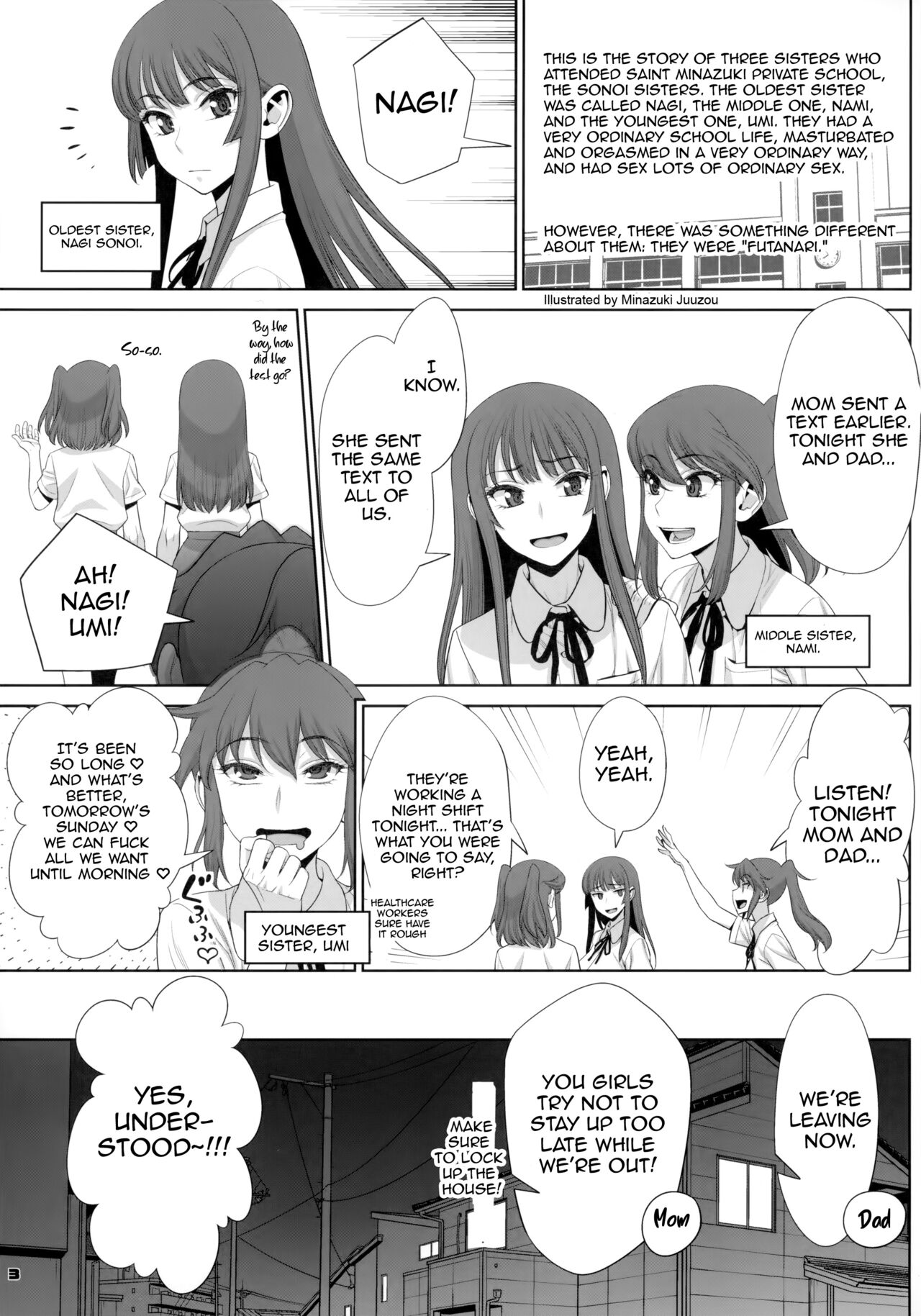 Inran Futanari Sanshimai Asa made 3P Nama Sex page 2