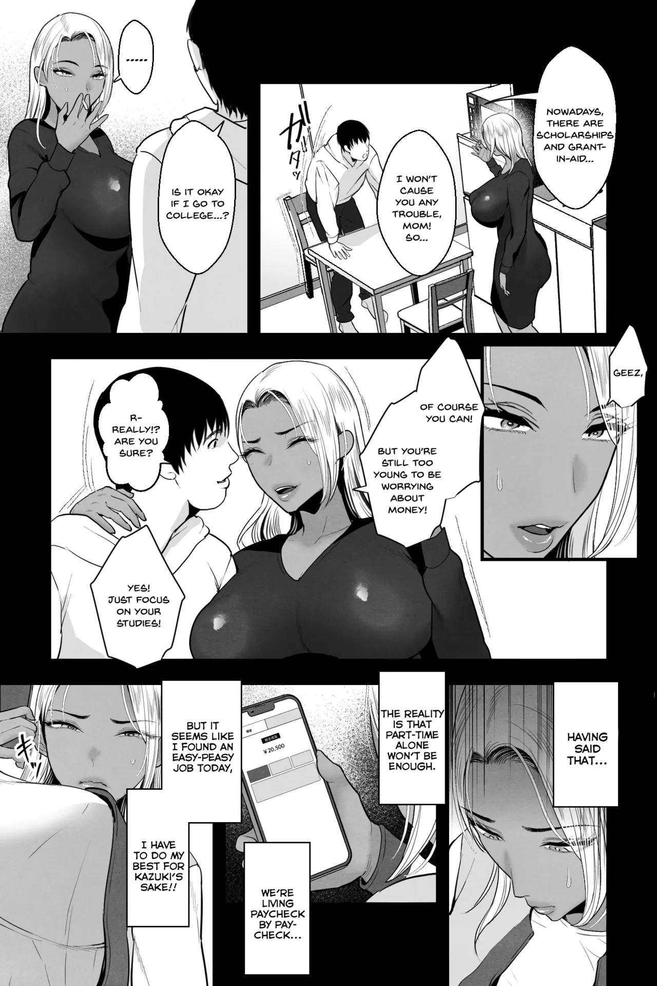 Kinpatsu Kuro Gal no Hahaoya ga, Yami Beit de Damasarete Musuko to AV Satsuei page 4