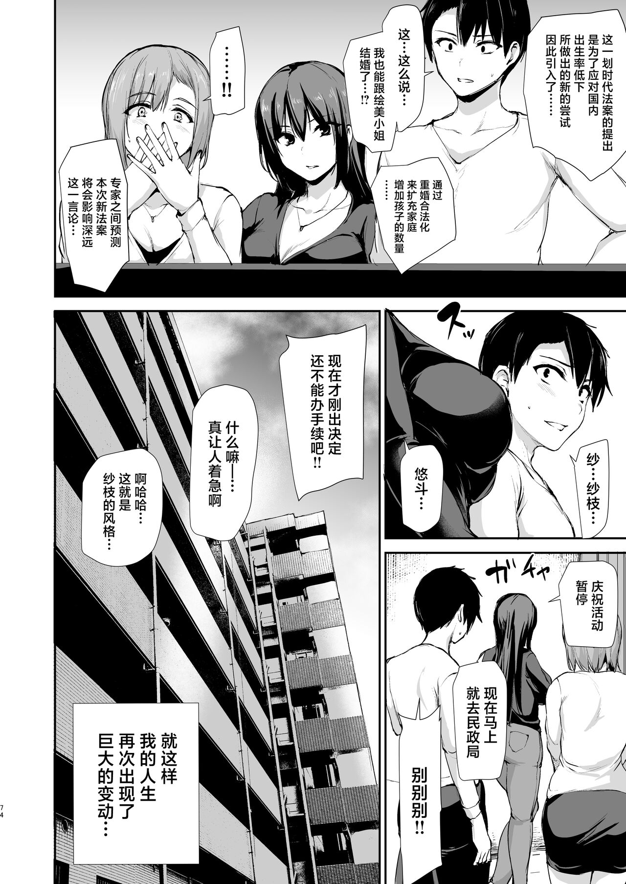 Kyonyuu ga Futari Inai to Bokki shinai Otto no Tame ni Tomodachi wo Tsurete kita Tsuma 3 page 73