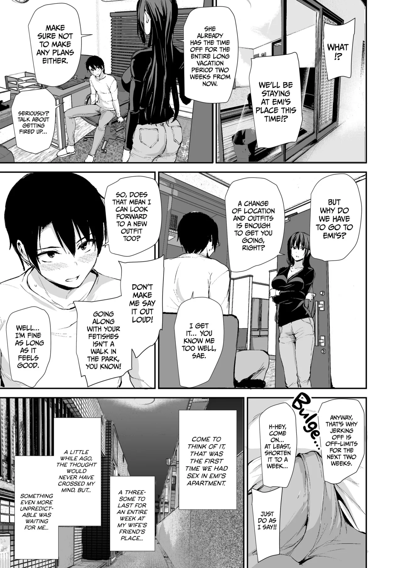 Kyonyuu Ga Futariinai To Bokkishinai Otto No Tame Ni Tomodachi O Tsuretekita Tsuma Chapter 1-3 page 146