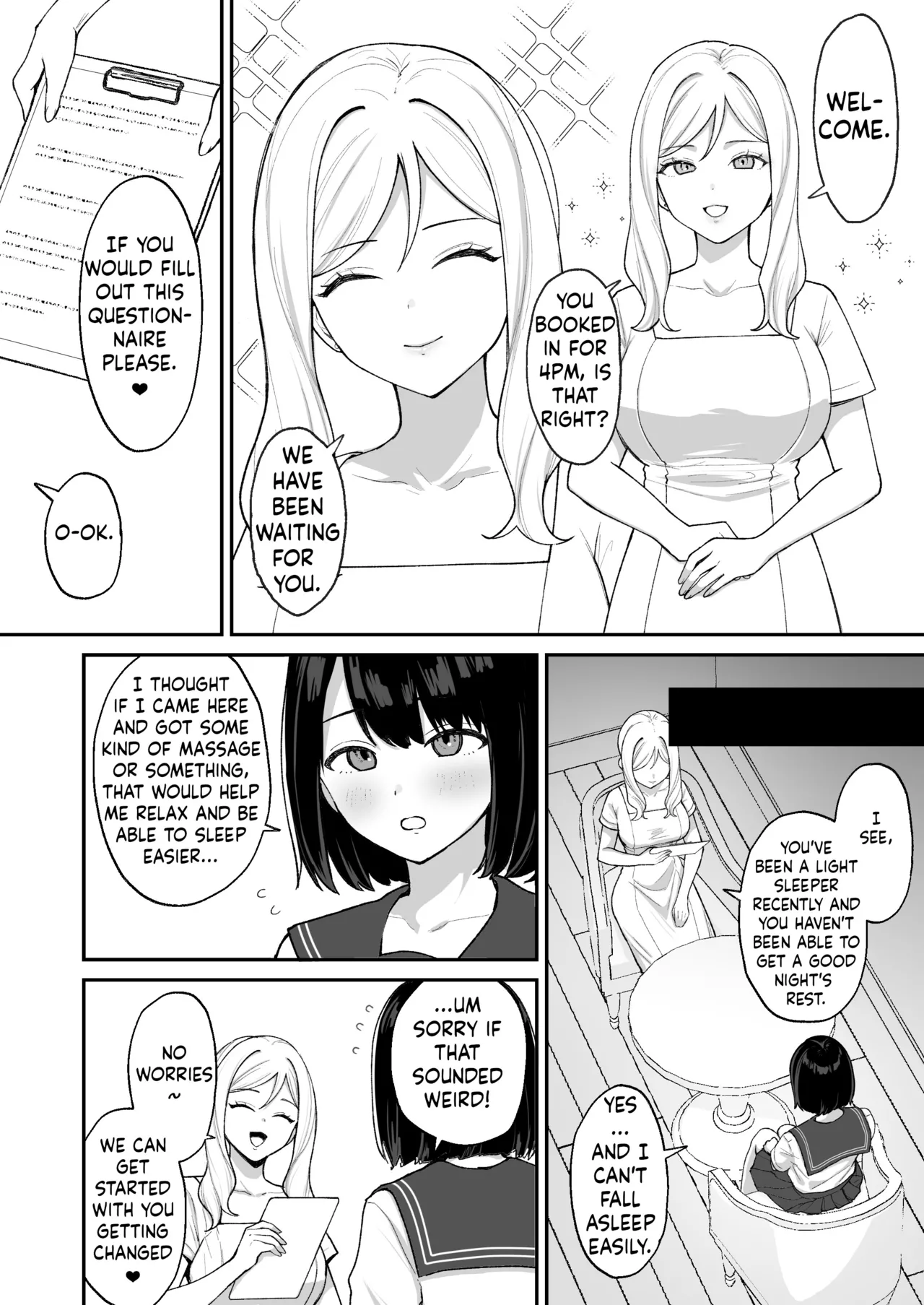 Massage-ten de Futanari Bijo ni Portio Acme Shikomareru Onnanoko page 3