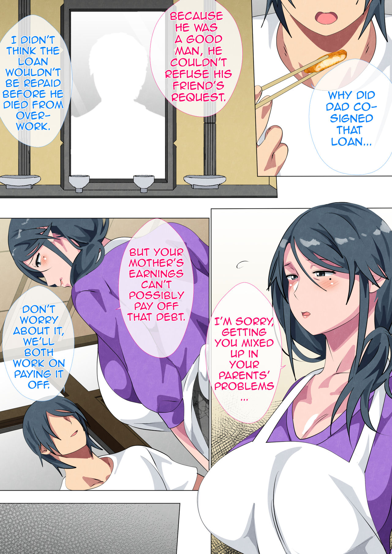 Miboujin no Haha ・Sayoko ~Yojouhan ni Sumu Oyako no Koubi Kiroku~| Widowed Mother Sayoko ~Record of a Copulation of a Mother and Son Living in a Small Room~ page 4