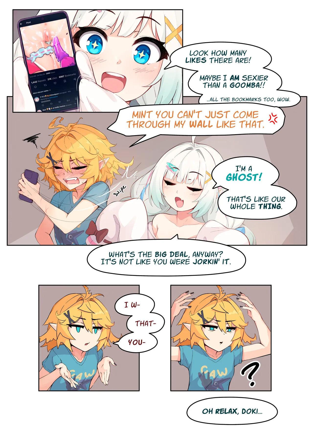 My GF (ghost friend) caught me jerking off and now she's bouncing on it CRAZY STYLE page 13
