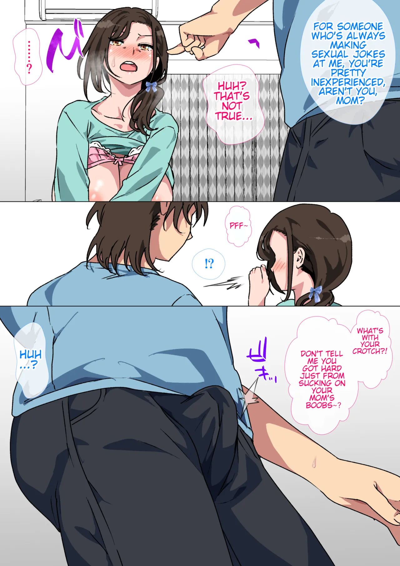 My mom started teasing me in a sexy way, so I couldn't help but fight back. page 16