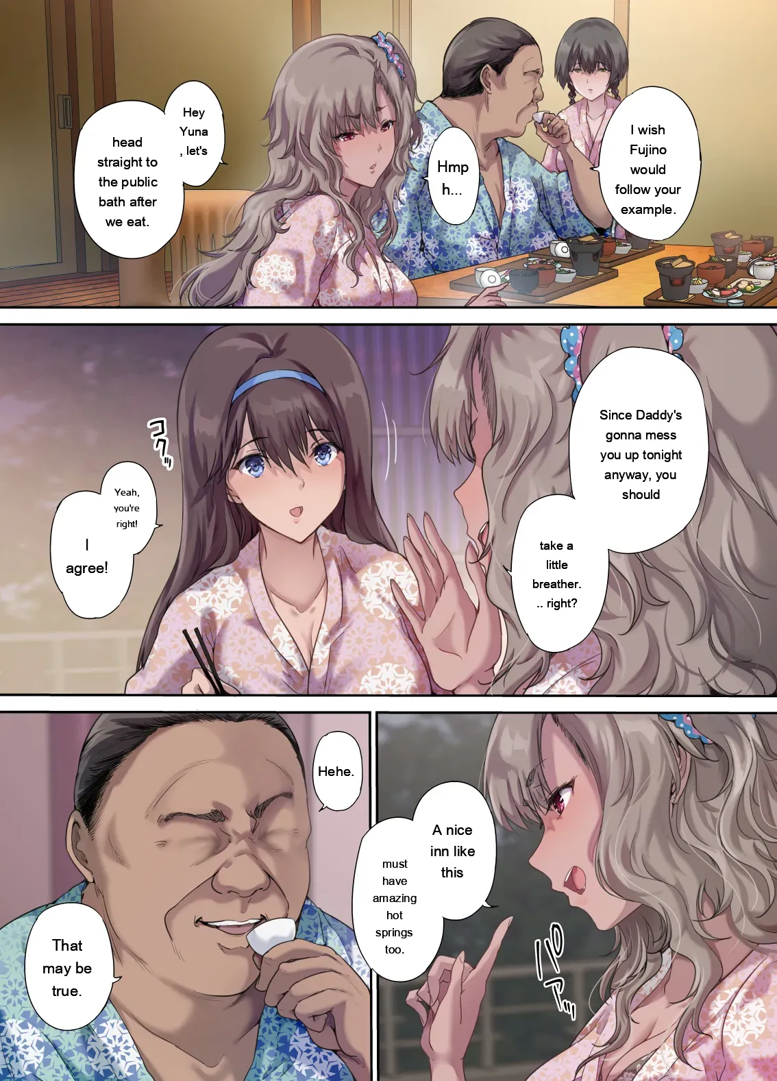 Papa no Shinshitsu wa Musume Tomodachi no Tamariba 3 -Konyoku Onsen Hen- page 10