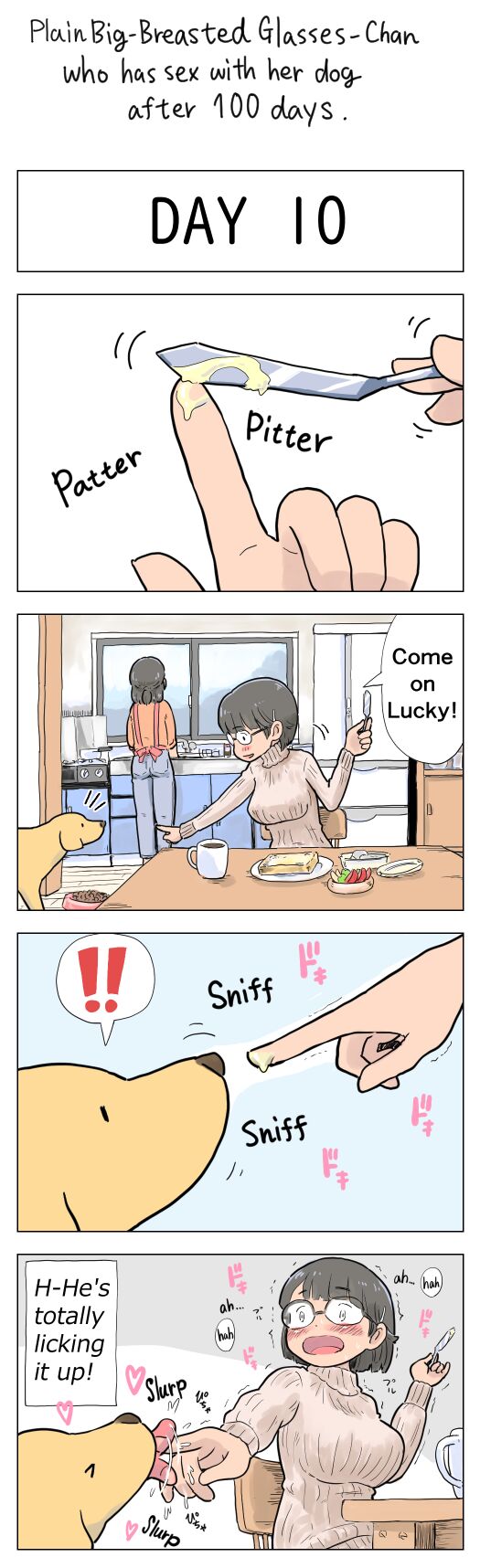 Plain Big-Breasted Glasses-Chan who has sex with her dog after 100 days page 10