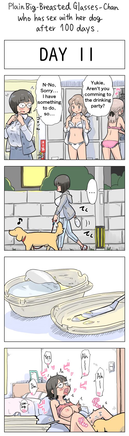 Plain Big-Breasted Glasses-Chan who has sex with her dog after 100 days page 11