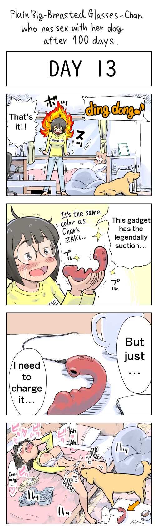 Plain Big-Breasted Glasses-Chan who has sex with her dog after 100 days page 13