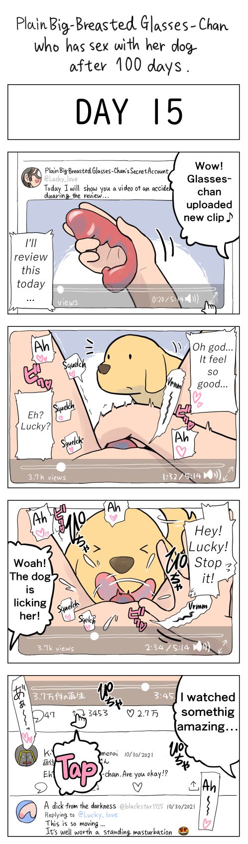 Plain Big-Breasted Glasses-Chan who has sex with her dog after 100 days page 15