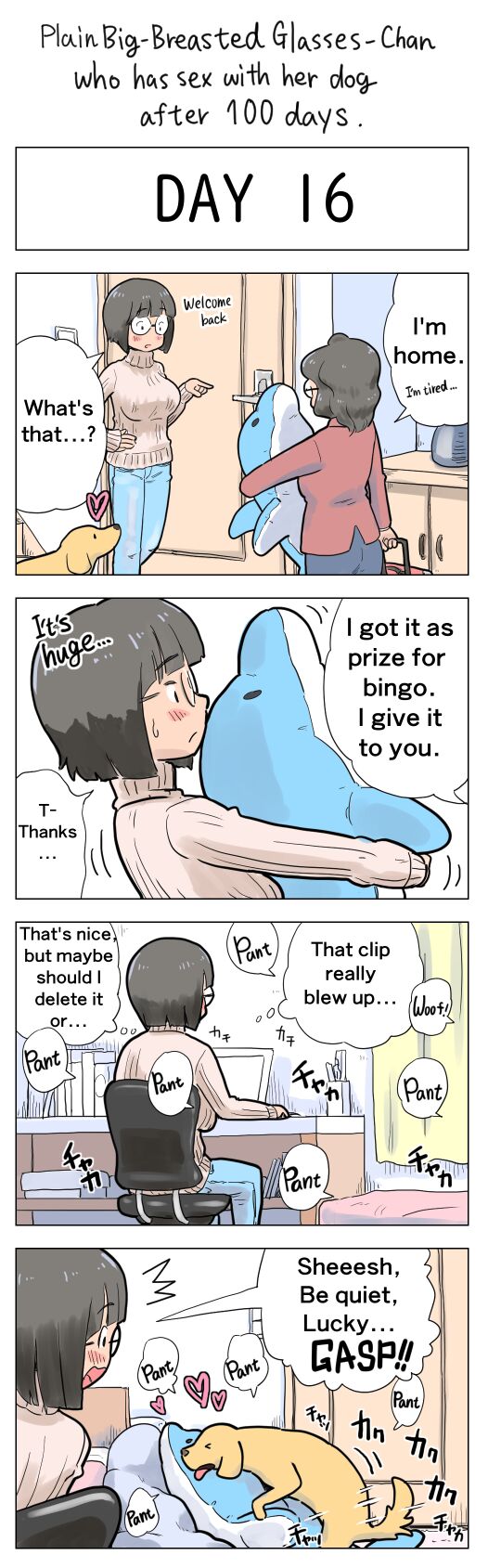 Plain Big-Breasted Glasses-Chan who has sex with her dog after 100 days page 16