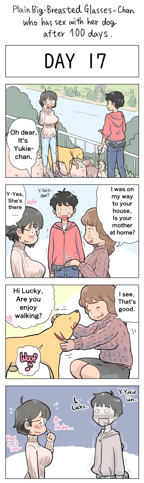 Plain Big-Breasted Glasses-Chan who has sex with her dog after 100 days page 17
