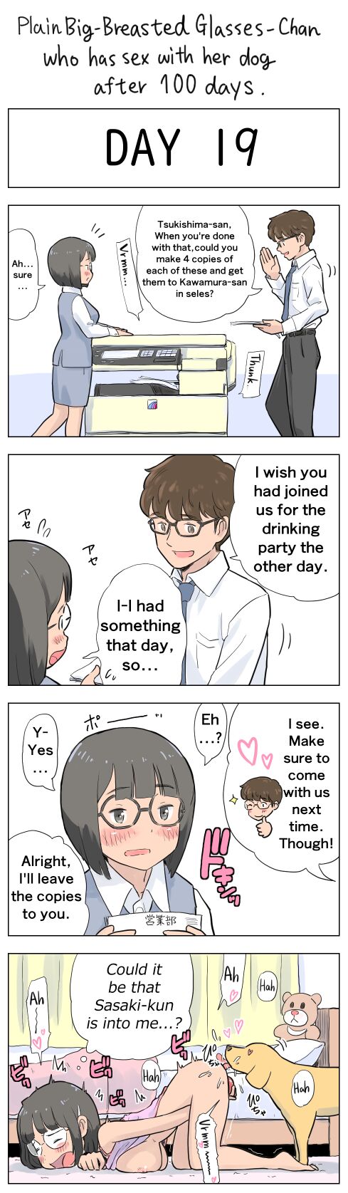 Plain Big-Breasted Glasses-Chan who has sex with her dog after 100 days page 19