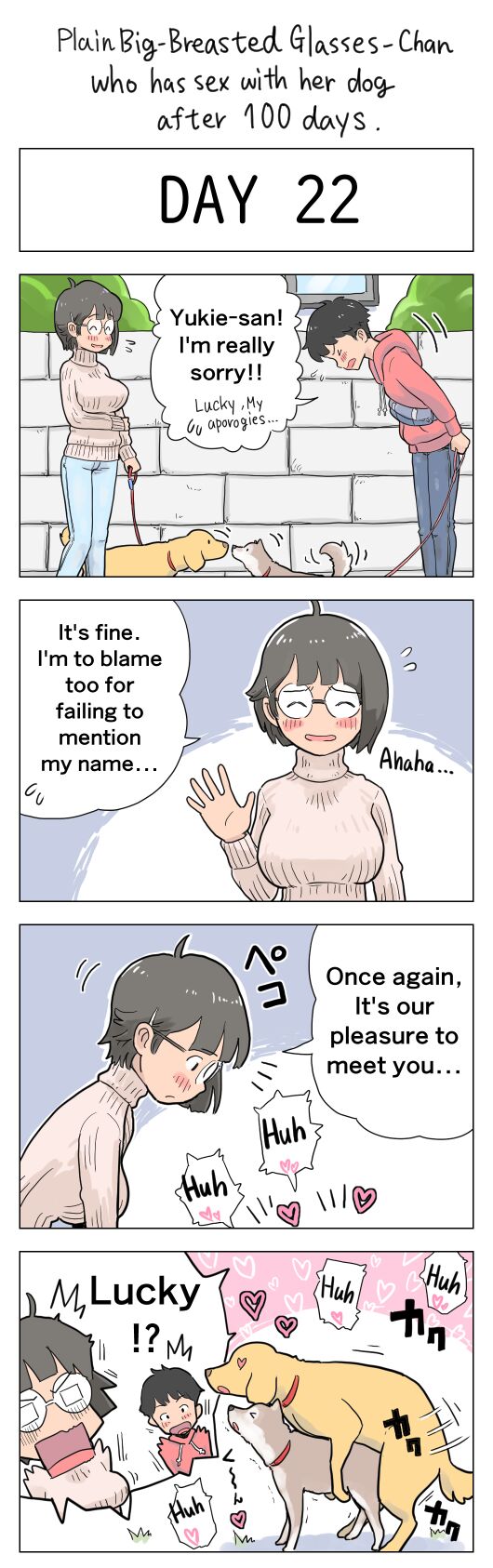 Plain Big-Breasted Glasses-Chan who has sex with her dog after 100 days page 22