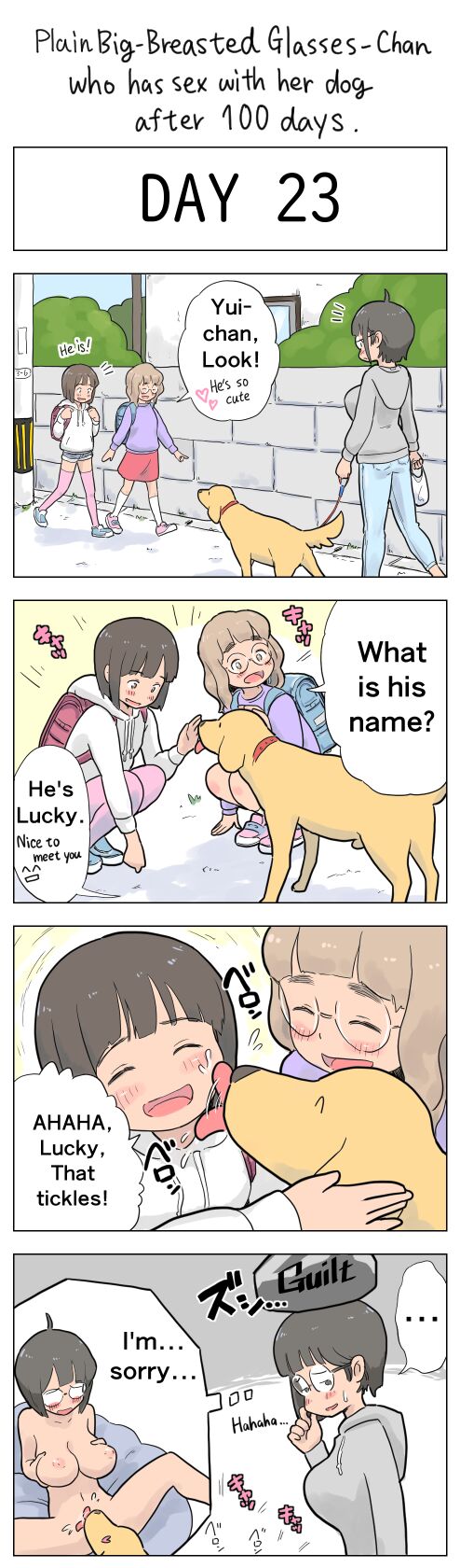 Plain Big-Breasted Glasses-Chan who has sex with her dog after 100 days page 23