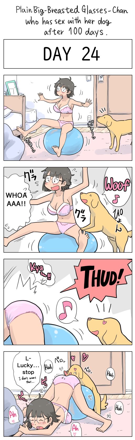 Plain Big-Breasted Glasses-Chan who has sex with her dog after 100 days page 24