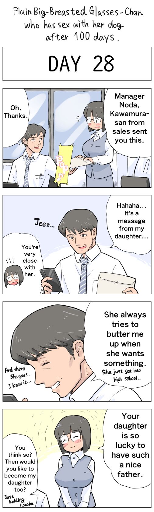Plain Big-Breasted Glasses-Chan who has sex with her dog after 100 days page 28