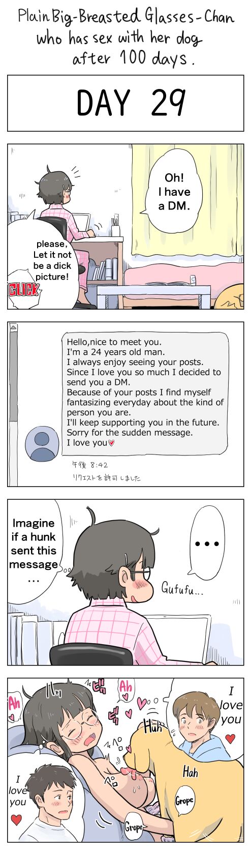 Plain Big-Breasted Glasses-Chan who has sex with her dog after 100 days page 29