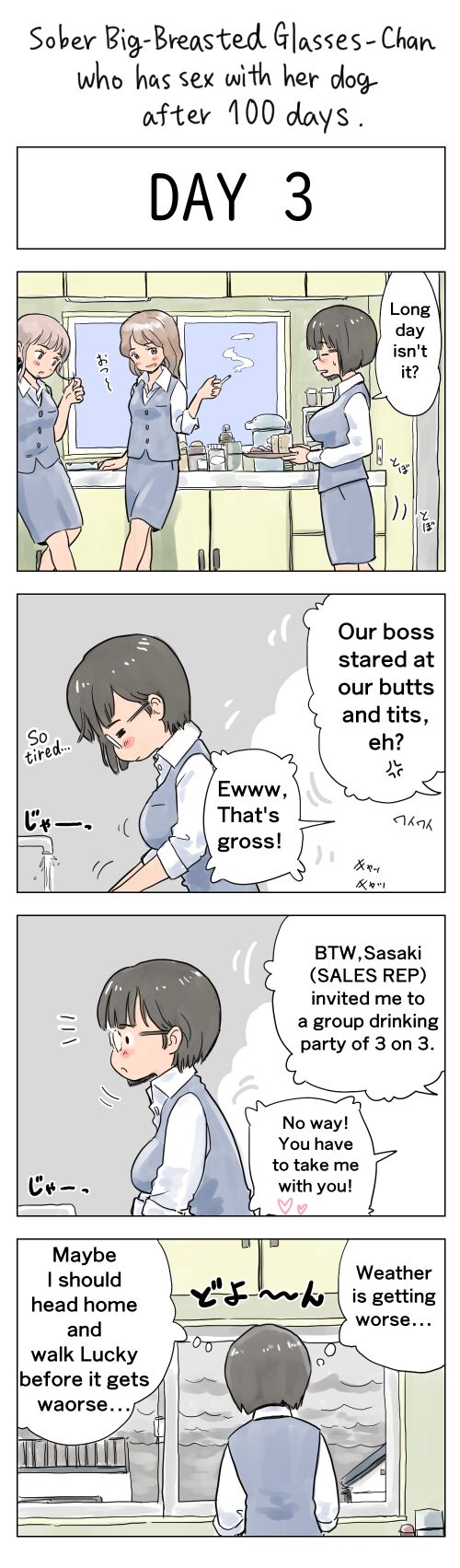 Plain Big-Breasted Glasses-Chan who has sex with her dog after 100 days page 3
