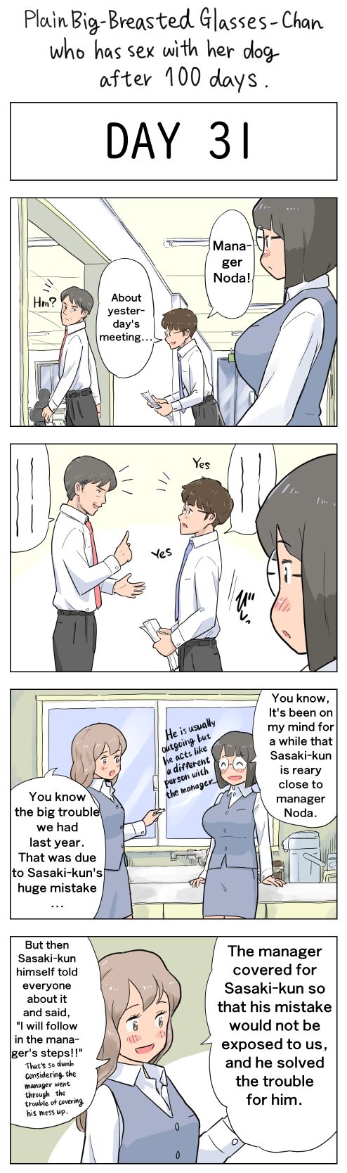 Plain Big-Breasted Glasses-Chan who has sex with her dog after 100 days page 31